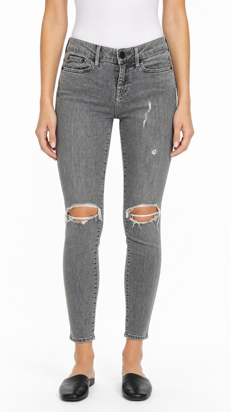 Vince Women Skinny Ankle Jeans Gray Distressed Size 25 Y2K 90s Cotton Stretch